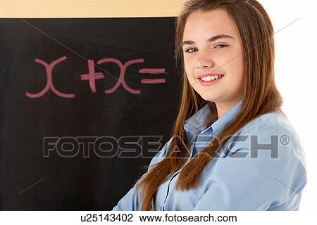 Female Student Standing Next To Blackboard View Large Photo Image Stock Image - Female Student Standing Next To Blackboard. Fotosearch
