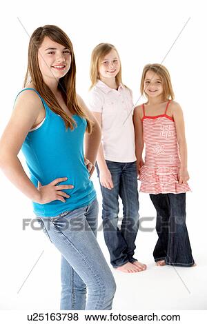 Stock Photo - Group Of Girls Together In Studio. Fotosearch