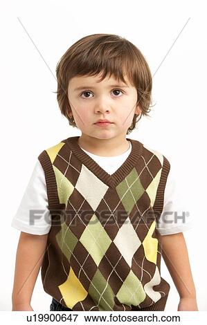 Stock Photo - Half Length Portrait Of Young Boy. Fotosearch