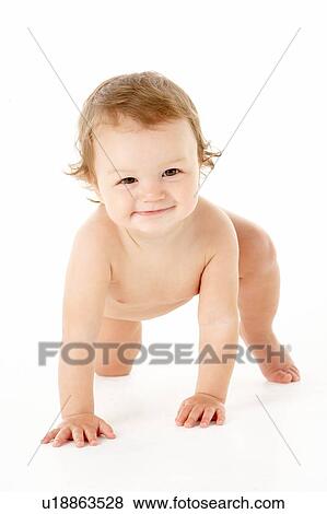 Studio Portrait Of Baby Boy Crawling View Large Photo Image Stock Photo - Studio Portrait Of Baby Boy Crawling. Fotosearch