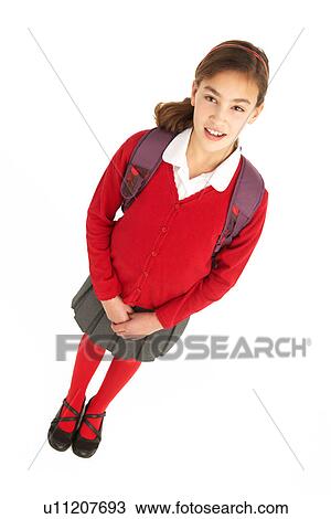 Studio Portrait Of Female Student In Uniform With Backpack View Large Photo Image Stock Image - Studio Portrait Of Female Student In Uniform With Backpack. Fotosearch
