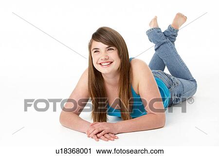 Studio Portrait Of Happy Teenage Girl View Large Photo Image Stock Image - Studio Portrait Of Happy Teenage Girl. Fotosearch