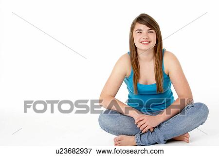 Studio Portrait Of Happy Teenage Girl View Large Photo Image Stock Photo - Studio Portrait Of Happy Teenage Girl. Fotosearch