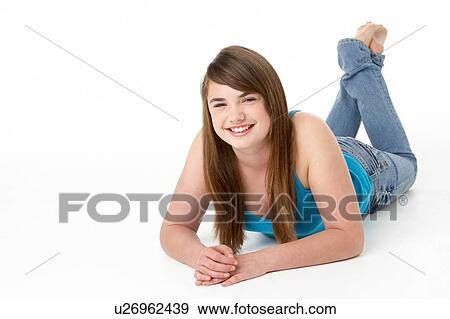 Studio Portrait Of Happy Teenage Girl View Large Photo Image Stock Photo - Studio Portrait Of Happy Teenage Girl. Fotosearch