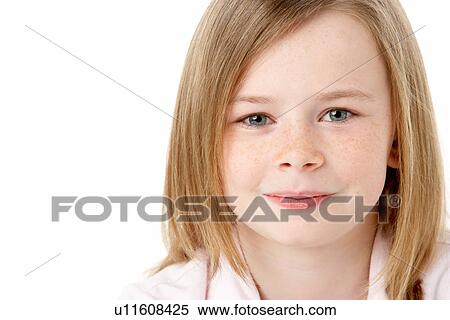 Stock Photography - Studio Portrait Of Happy Young Girl. Fotosearch