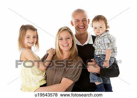 Stock Photo - Studio Shot Of Family Group In Studio. Fotosearch