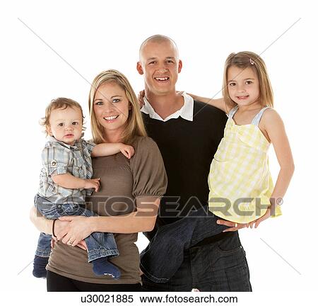 Stock Photography - Studio Shot Of Family Group In Studio. Fotosearch