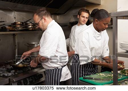 Team Of Chefs Preparing Food In Restaurant Kitchen View Large Photo Image Stock Photography - Team Of Chefs Preparing Food In Restaurant Kitchen. Fotosearch
