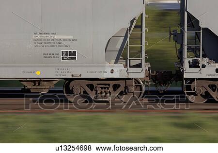 Blurred pan photo of covered hopper cars on a freight train View Large Photo Image Stock Photo - Blurred pan photo of covered hopper cars on a freight train. Fotosearch