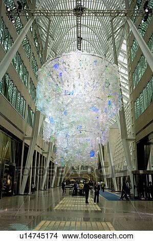 Chandelier made from plastic recyclable packaging, BCE Place, Toronto, Ontario View Large Photo Image Picture - Chandelier made from plastic recyclable packaging, BCE Place, Toronto, Ontario. Fotosearch