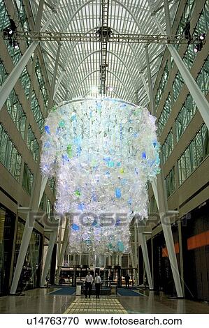 Chandelier made from plastic recyclable packaging, BCE Place, Toronto, Ontario View Large Photo Image Stock Image - Chandelier made from plastic recyclable packaging, BCE Place, Toronto, Ontario. Fotosearch