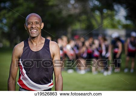 Stock Image - Senior male member of running club, Regina, Saskatchewan. Fotosearch