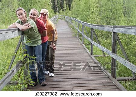Three women posed on boardwalk nature trail, Riding Mountain National Park, Manitoba, Canada View Large Photo Image Stock Image - Three women posed on boardwalk nature trail, Riding Mountain National Park, Manitoba, Canada. Fotosearch