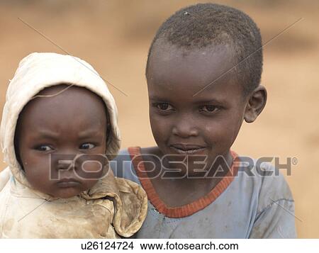 Picture - African children in Maasai Village, Africa. Fotosearch