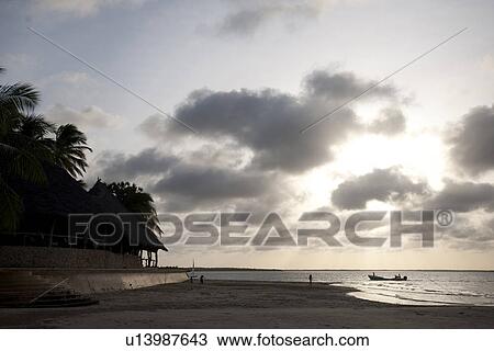 Stock Image - Evening sky in at Manda Bay in Kenya Africa. Fotosearch