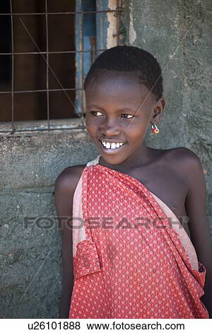 Stock Photo - Kenyan child in tribal attire. Fotosearch
