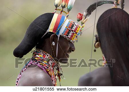 Stock Photography - Kenyan people in tribal attire. Fotosearch