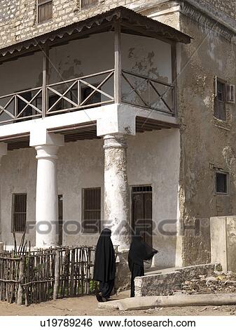 Stock Photograph - Muslim woman in Lamu Town, Kenya Africa. Fotosearch