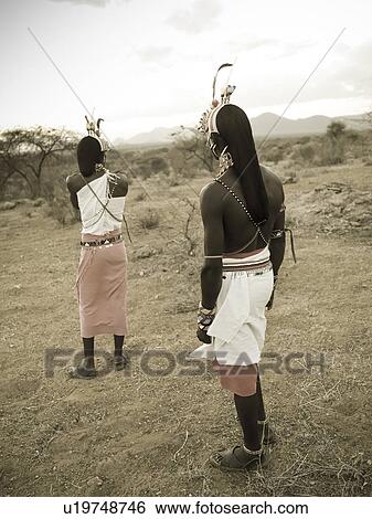 Stock Photograph - Samuru tribesmen in Kenya Africa. Fotosearch