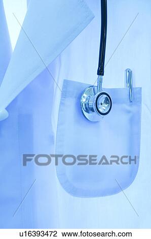 Stock Image - A lab coat with stethoscope. Fotosearch