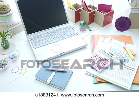 Calculator, files and laptop on desk View Large Photo Image Stock Image - Calculator, files and laptop on desk. Fotosearch