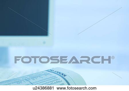 Computer with newspaper View Large Photo Image Stock Image - Computer with newspaper. Fotosearch