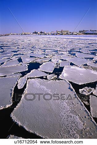 Picture - Drift ice in harbor. Fotosearch
