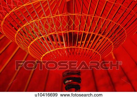 Stock Photo - Inside of red paper umbrella. Fotosearch