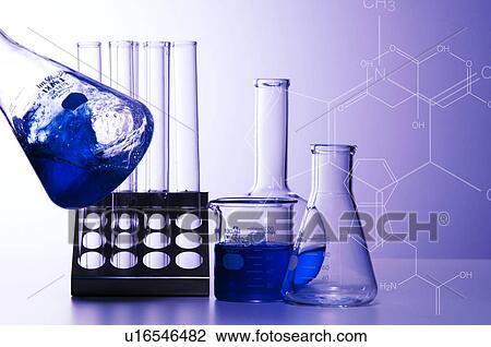 Stock Image - Laboratory equipment against biochemical compound chart. Fotosearch