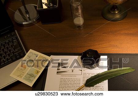 Quill pen and document on desk View Large Photo Image Stock Image - Quill pen and document on desk. Fotosearch
