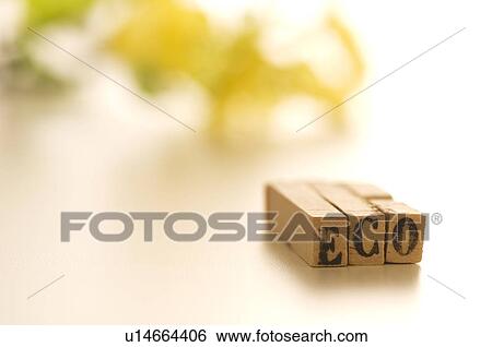 Stock Photograph - Rubber stamps which spell out the word 'Eco'. Fotosearch