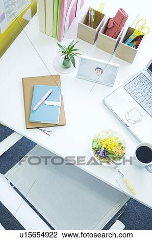 Salad, coffee cup and laptop on desk View Large Photo Image Stock Image - Salad, coffee cup and laptop on desk. Fotosearch