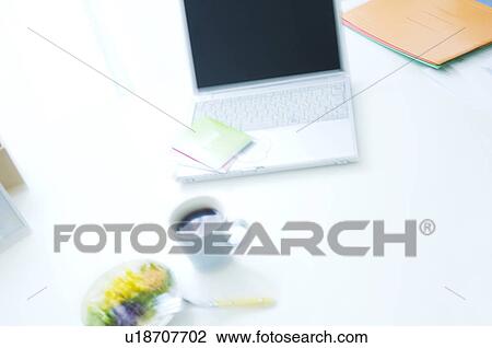 Salad, coffee cup and laptop on desk View Large Photo Image Stock Image - Salad, coffee cup and laptop on desk. Fotosearch