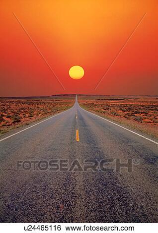 Straight road through landscape View Large Photo Image Stock Photograph - Straight road through landscape. Fotosearch