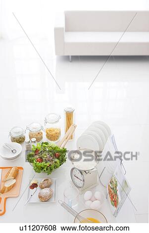 Assortment of food on table View Large Photo Image Stock Photo - Assortment of food on table. Fotosearch