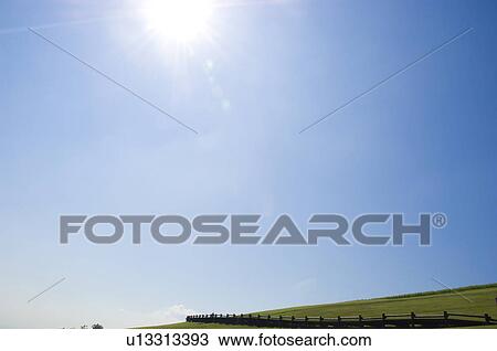 Stock Image - Boardwalk next to lawn. Fotosearch