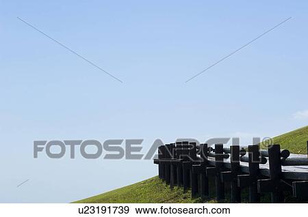 Stock Photo - Boardwalk next to lawn. Fotosearch