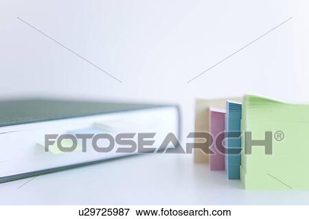Book with adhesive notes View Large Photo Image Stock Photo - Book with adhesive notes. Fotosearch