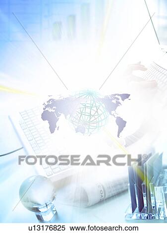 Business composite of map and globe over an office desk View Large Photo Image Stock Photography - Business composite of map and globe over an office desk. Fotosearch
