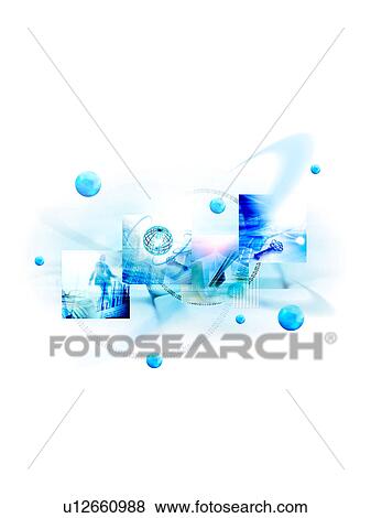 Stock Photo - Business composites with spheres orbiting. Fotosearch
