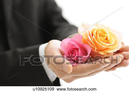 Stock Photo - Businessman holding roses. Fotosearch