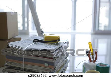 Stock Image - Cardboard box and packaging items. Fotosearch