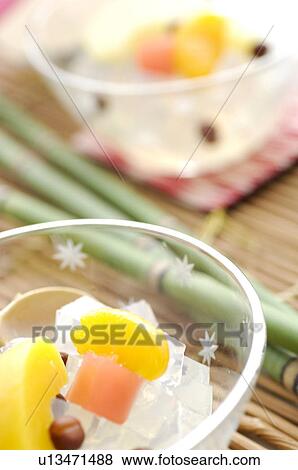 Cold fruit snacks on a tatami mat View Large Photo Image Stock Photo - Cold fruit snacks on a tatami mat. Fotosearch