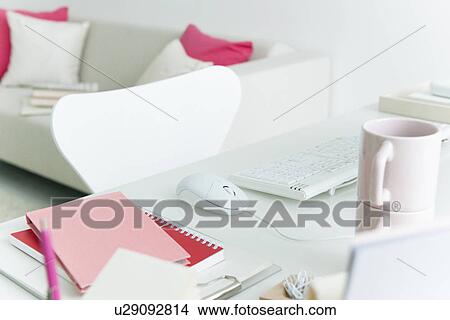 Computer desk in living room View Large Photo Image Picture - Computer desk in living room. Fotosearch