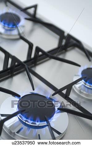 Stock Image - Gas stove burners. Fotosearch