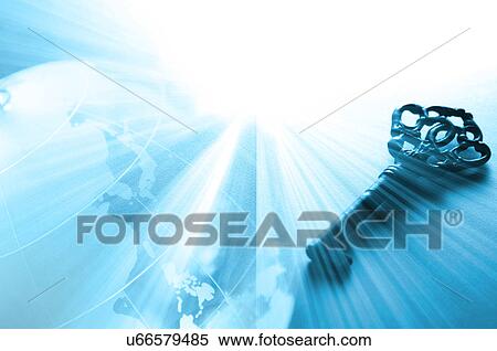 Stock Photography - Globe and an antique key. Fotosearch