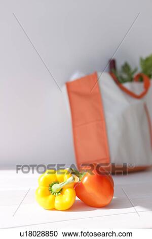 Stock Image - Groceries in an eco-bag. Fotosearch