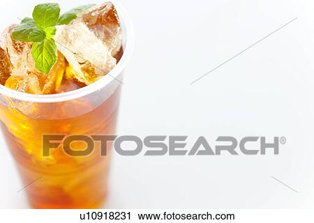 Stock Image - Ice tea with mint. Fotosearch