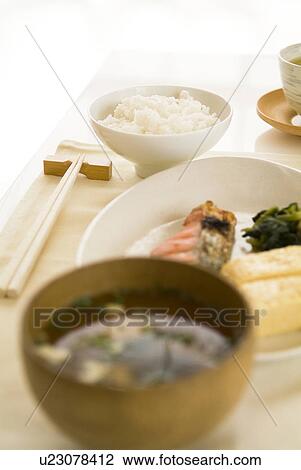 Stock Image - Japanese style breakfast. Fotosearch