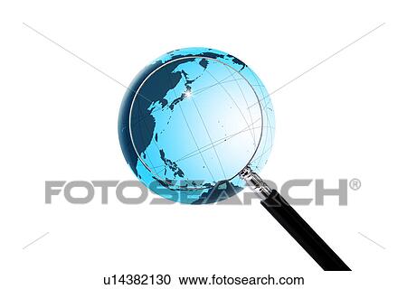 Magnifying glass over the world View Large Photo Image Stock Image - Magnifying glass over the world. Fotosearch